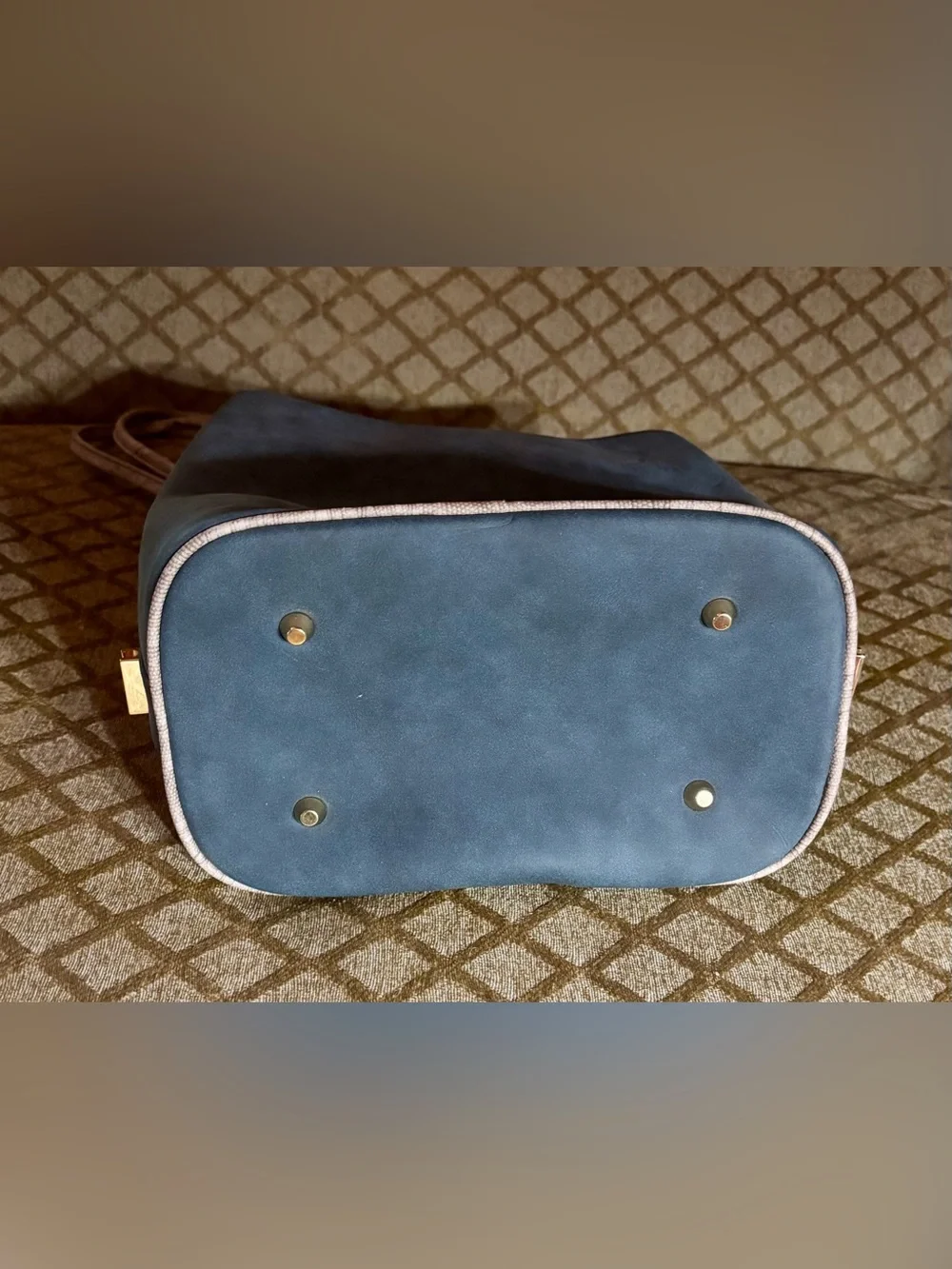 Samoe Convertible Strap Bucket Hobo Small Bag in Slate Blue Premium Faux Leather